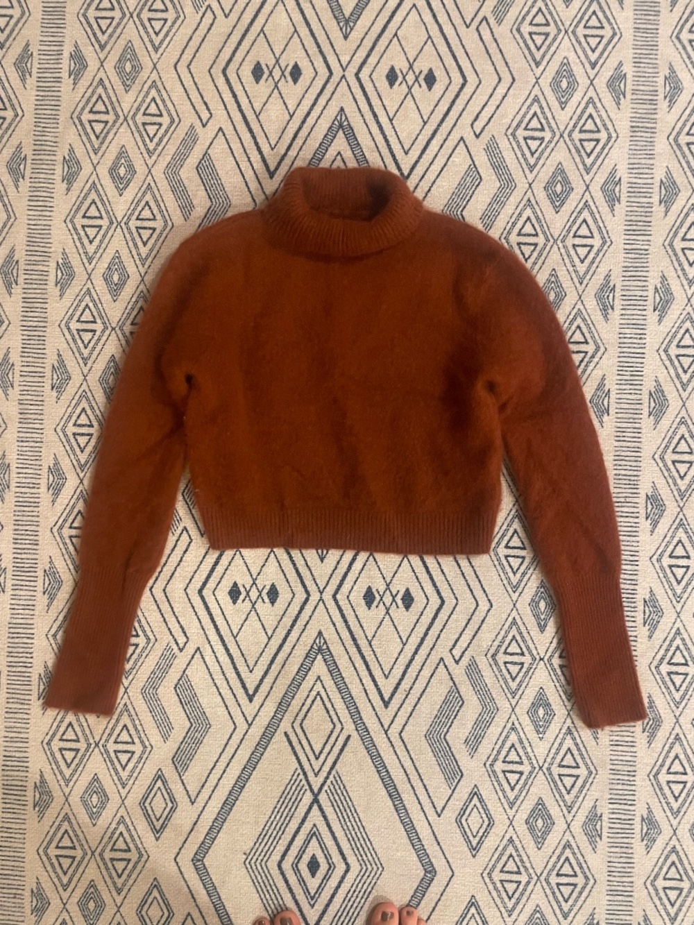 Nadaam Cashmere crop sweater, rust S